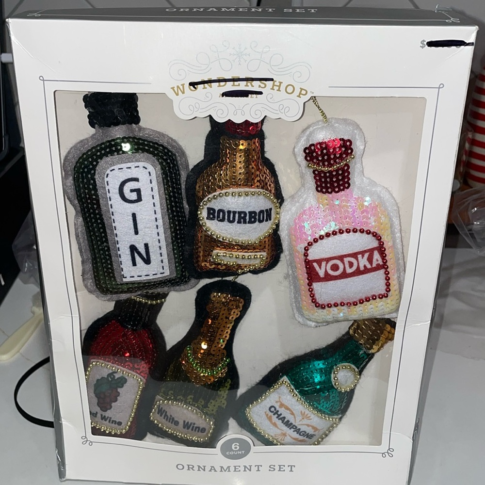 Wondershop Ornament Set (6) Liquor Bottles-New